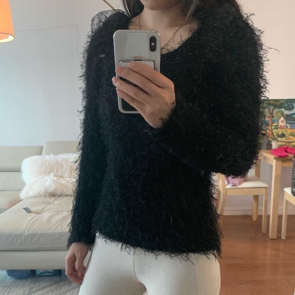 Black fuzzy top